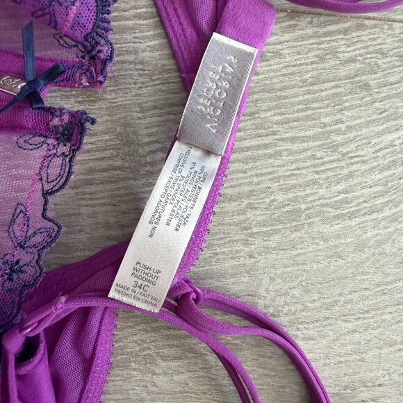 Victoria’s Secret Purple Embroidered Lace Bra Panty Set 34C S - Picture 6 of 11